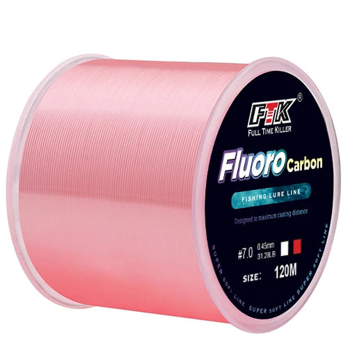 FTK 120M Invisible Fishing Line Speckle Fluorocarbon Coating Fishing Line 0.20Mm-0.50Mm 4.13LB-34.32LB Super Strong Spotted Line