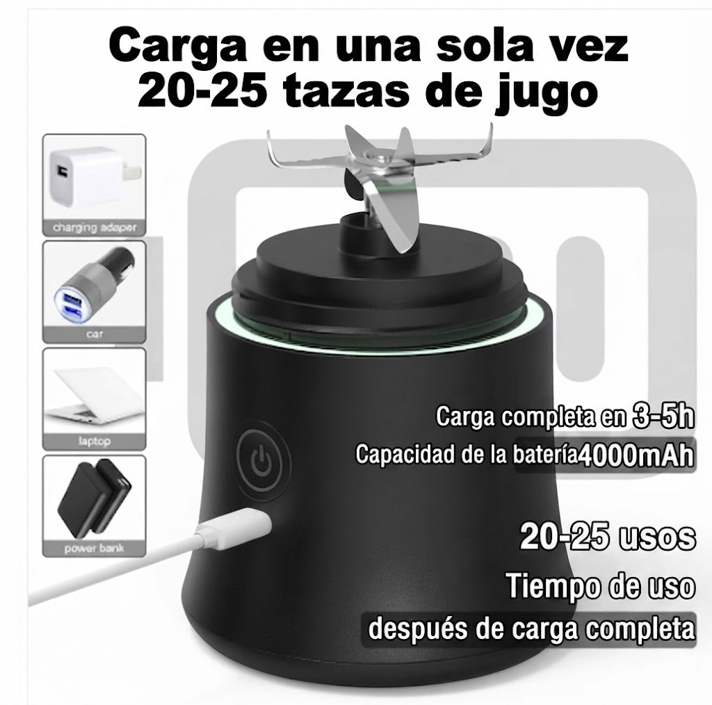 Nueva Copa Licuadora Portátil 4000mAh 600ML Cuchilla de 10 Hojas Motor Potente Mini Licuadora para Batidos y Smoothies para Exteriores